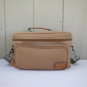 Vtg Ricardo Beverly Hills Canvas Leather Toiletry Bag Travel Tote Shoulder Strap